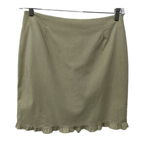 TRIBAL Mini Skirt Y2K Ruffle Beige Tan Back Zipper Womens 12 Cute Girly Career
